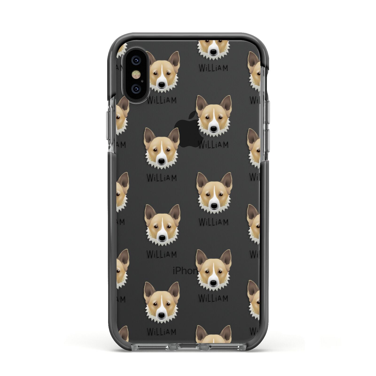 Canaan Dog Icon with Name Apple iPhone Xs Impact Case Black Edge on Black Phone