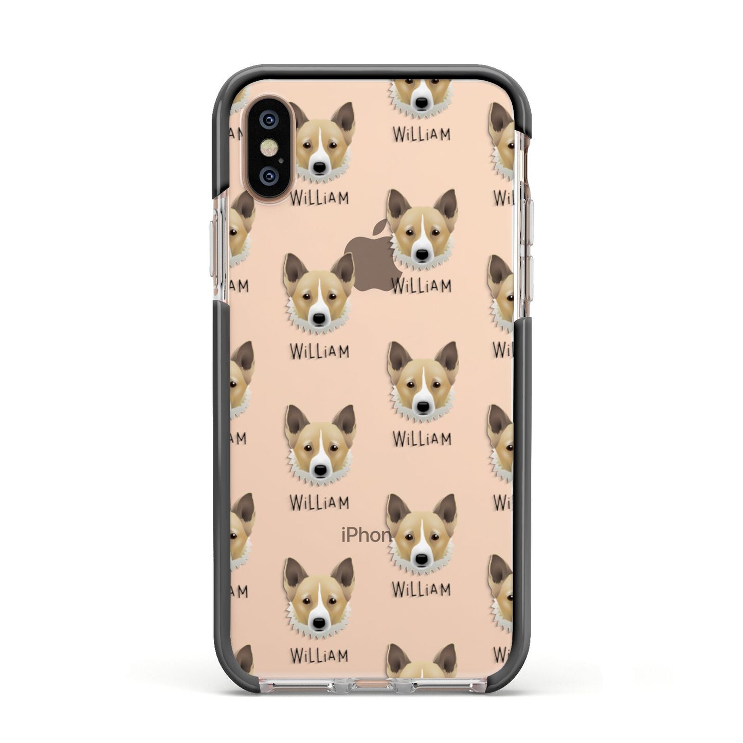 Canaan Dog Icon with Name Apple iPhone Xs Impact Case Black Edge on Gold Phone