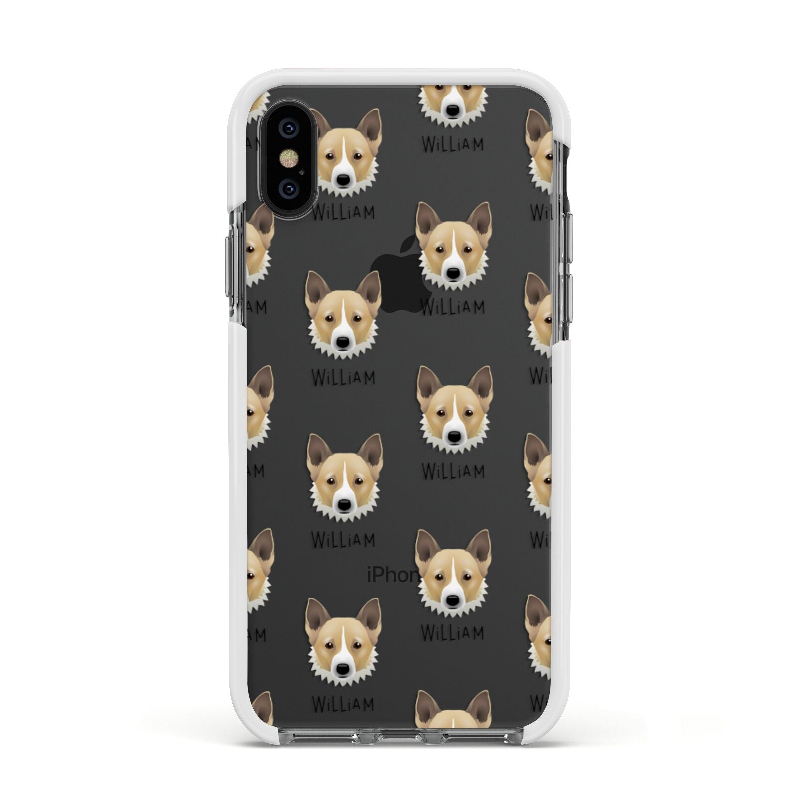 Canaan Dog Icon with Name Apple iPhone Xs Impact Case White Edge on Black Phone