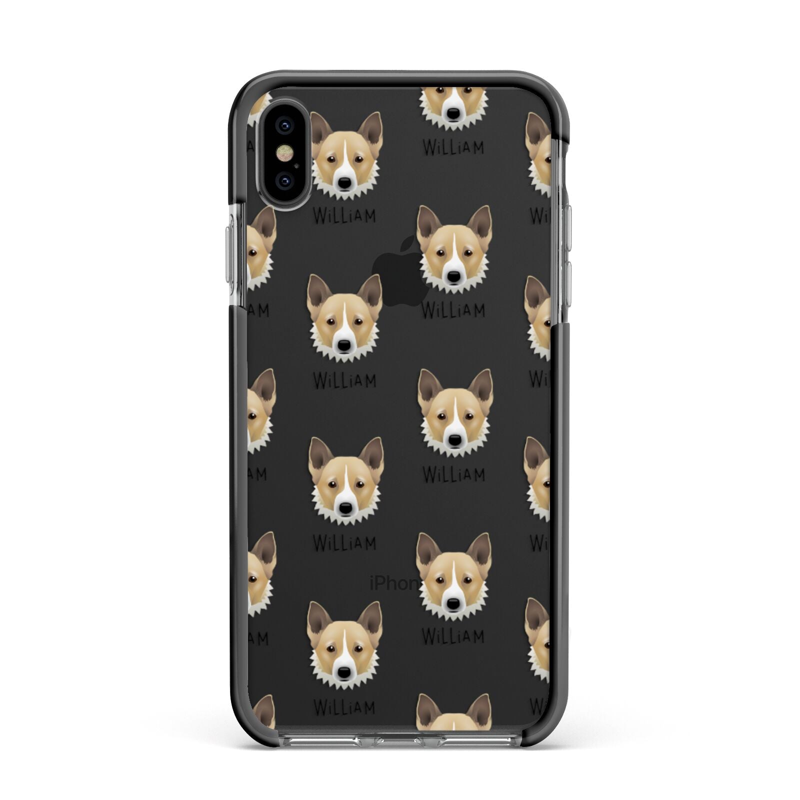 Canaan Dog Icon with Name Apple iPhone Xs Max Impact Case Black Edge on Black Phone