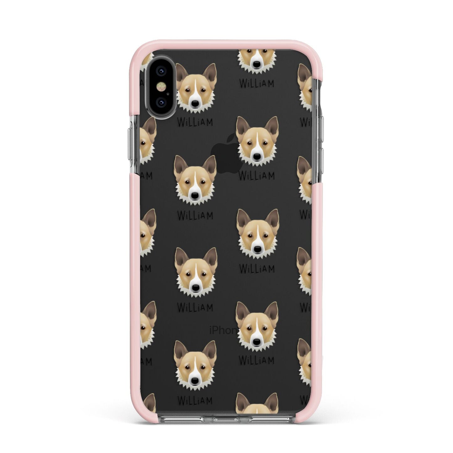 Canaan Dog Icon with Name Apple iPhone Xs Max Impact Case Pink Edge on Black Phone