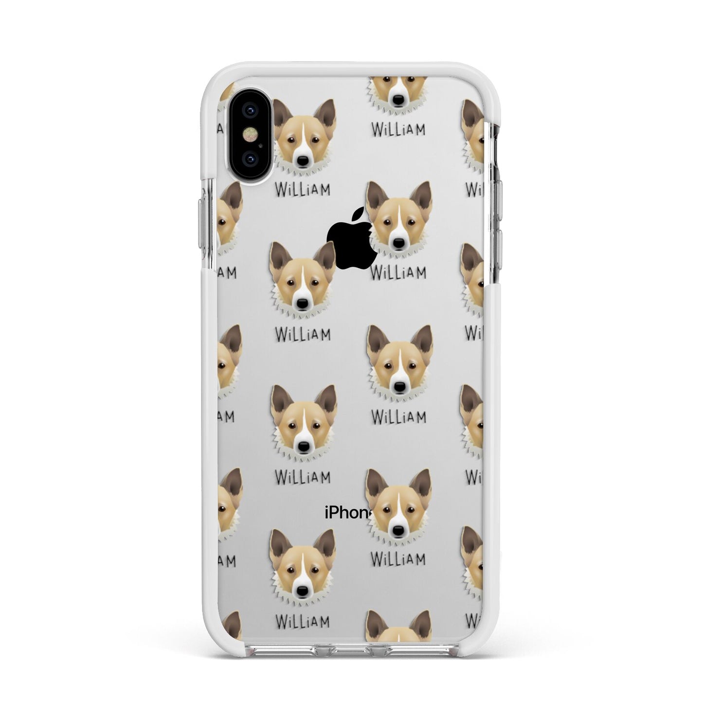 Canaan Dog Icon with Name Apple iPhone Xs Max Impact Case White Edge on Silver Phone