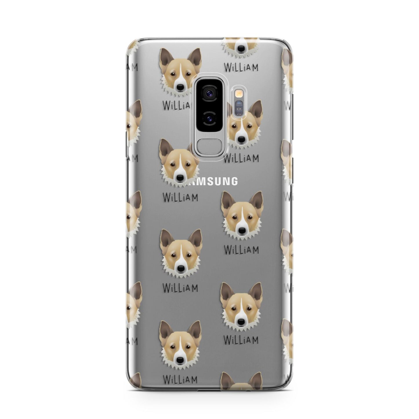 Canaan Dog Icon with Name Samsung Galaxy S9 Plus Case on Silver phone