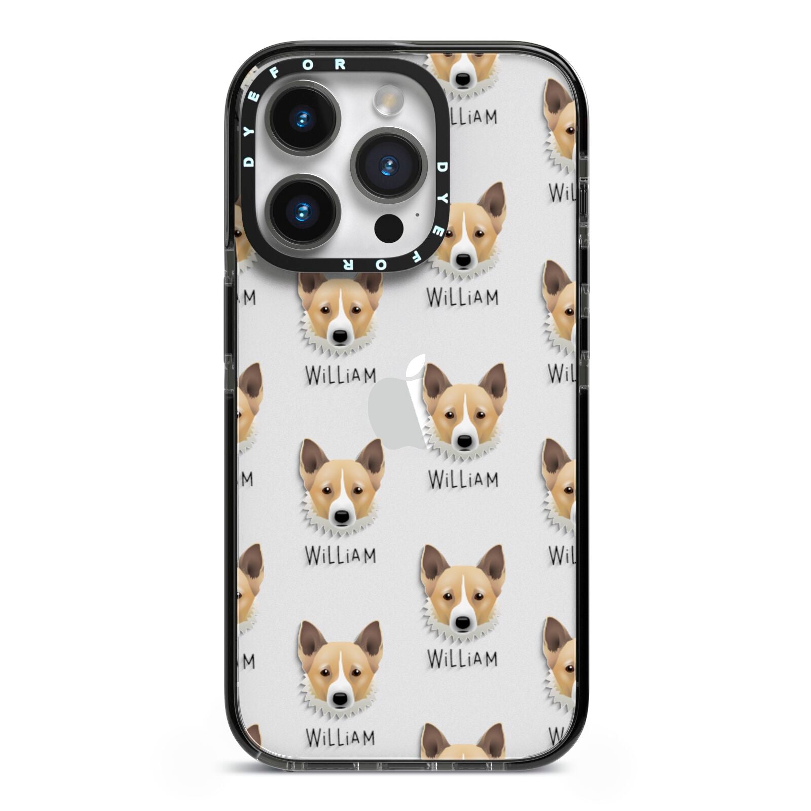 Canaan Dog Icon with Name iPhone 14 Pro Black Impact Case on Silver phone