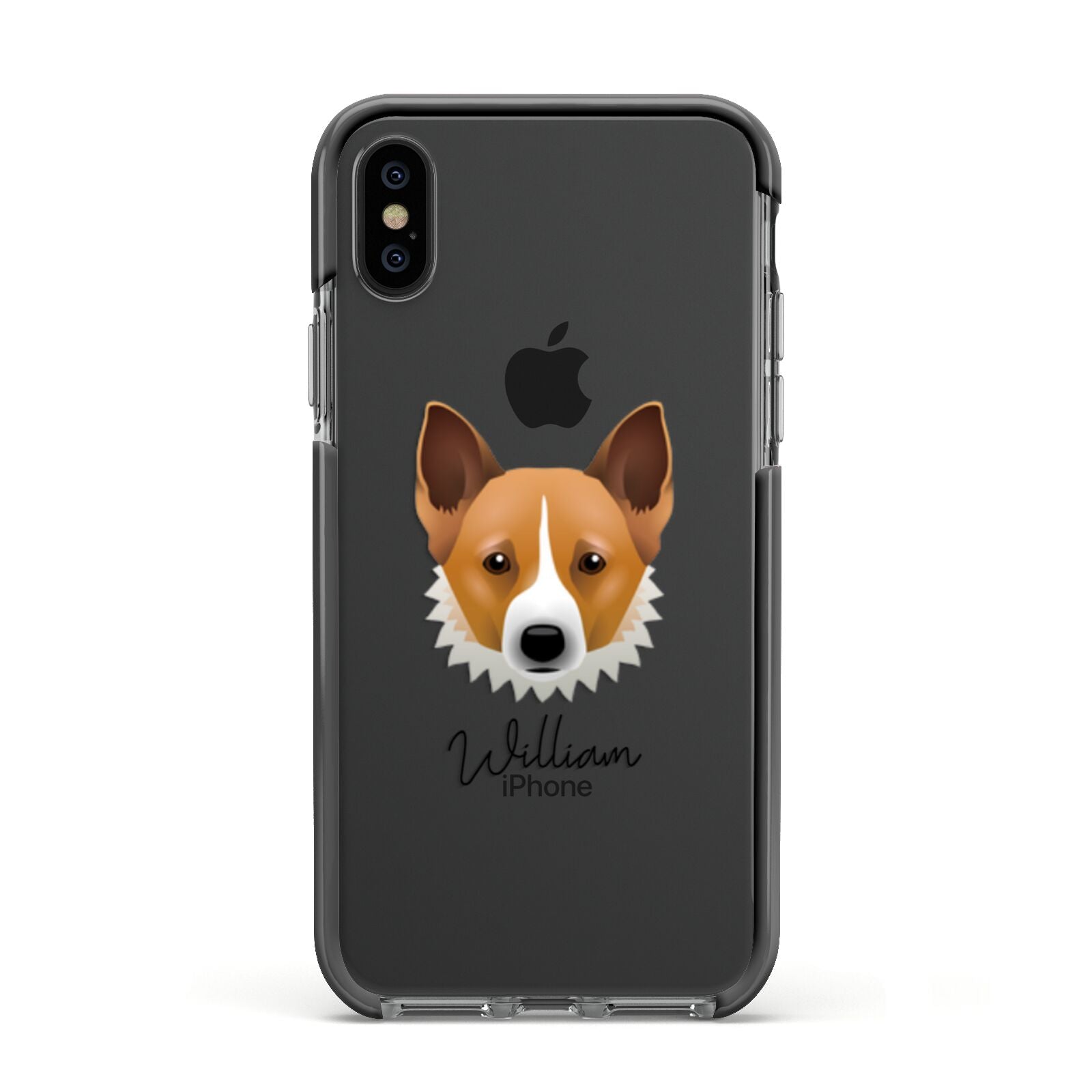Canaan Dog Personalised Apple iPhone Xs Impact Case Black Edge on Black Phone