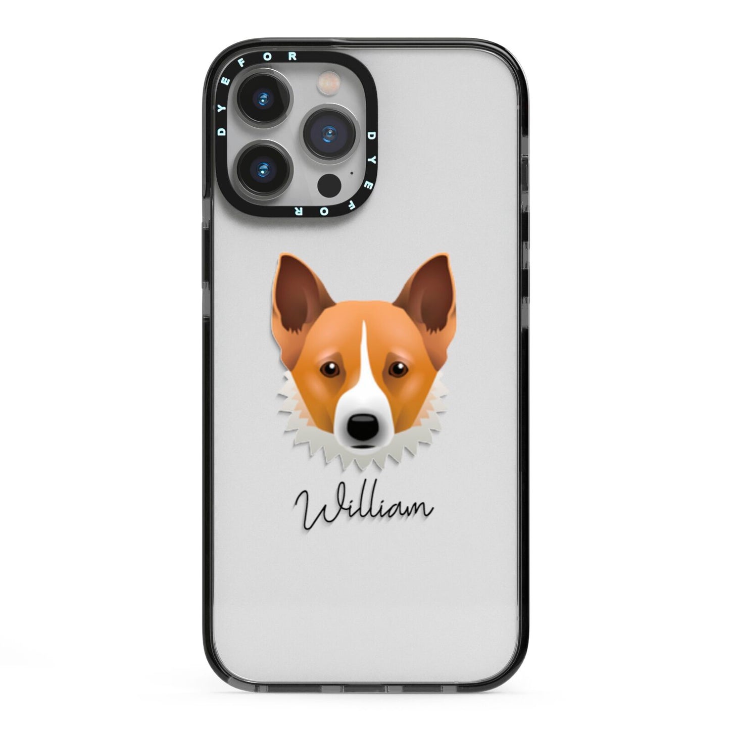 Canaan Dog Personalised iPhone 13 Pro Max Black Impact Case on Silver phone