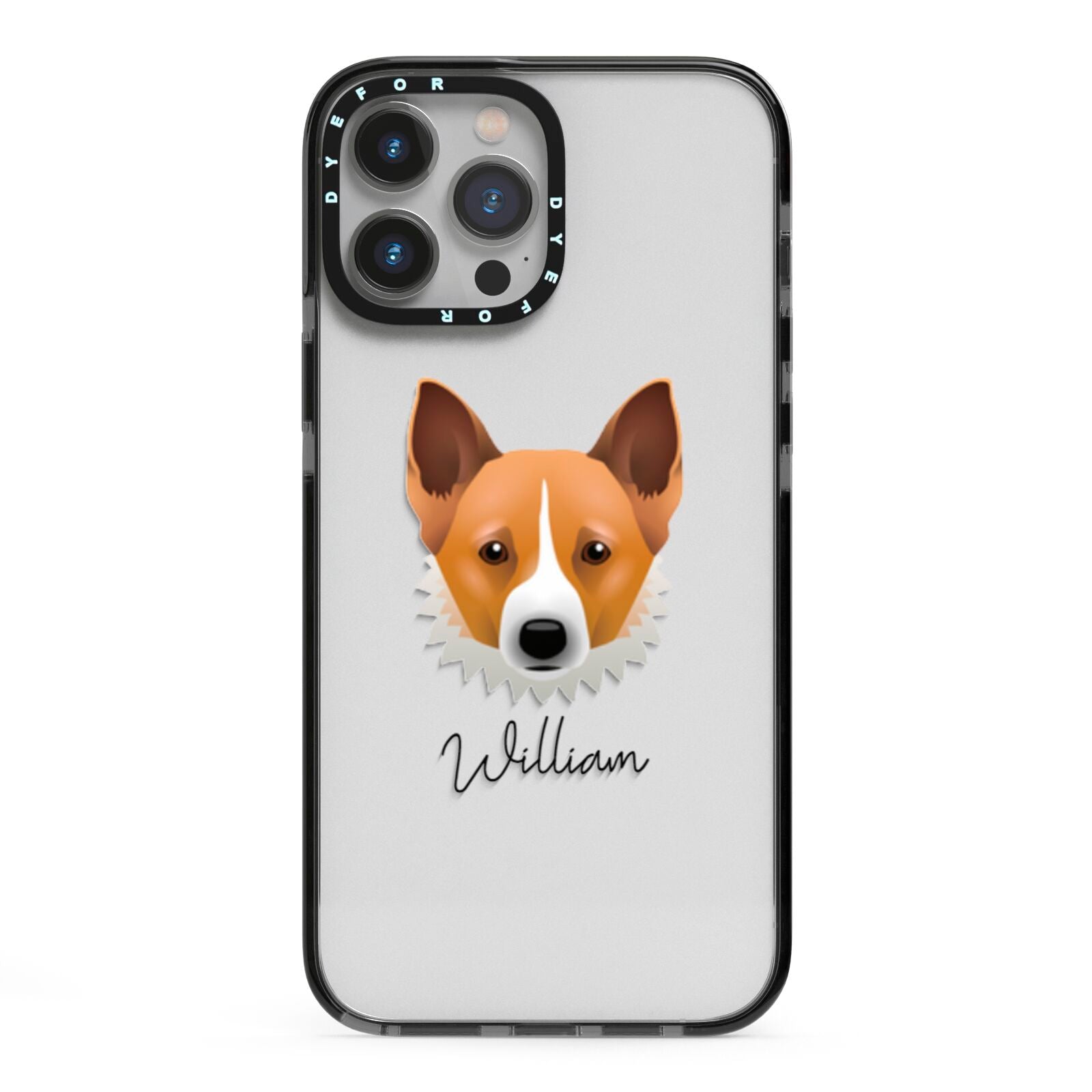 Canaan Dog Personalised iPhone 13 Pro Max Black Impact Case on Silver phone