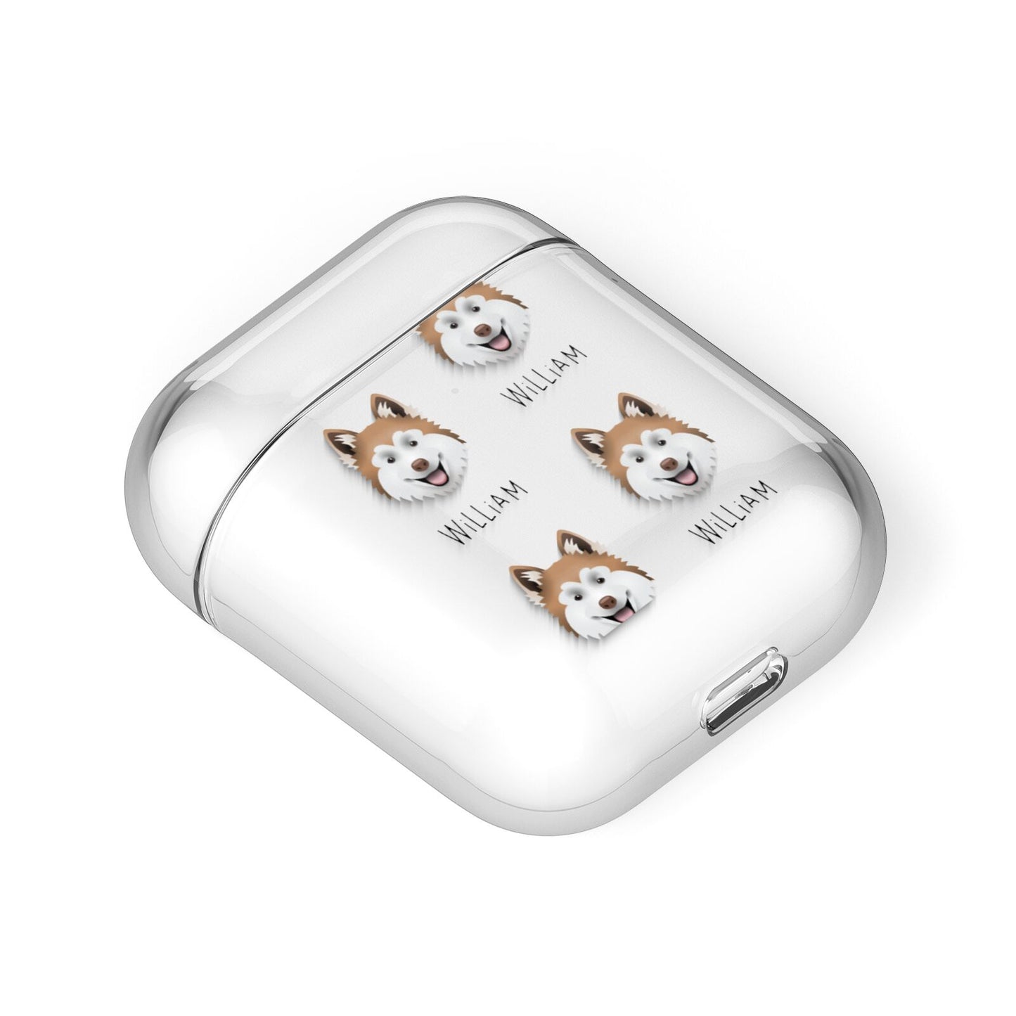 Canadian Eskimo Dog Icon with Name AirPods Case Laid Flat