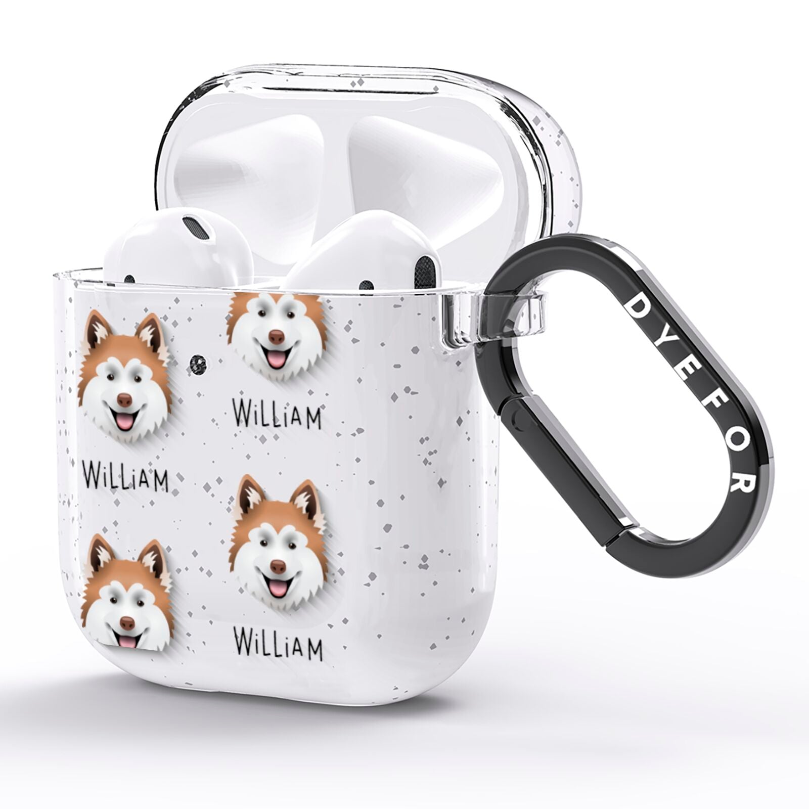 Canadian Eskimo Dog Icon with Name AirPods Glitter Case Side Image