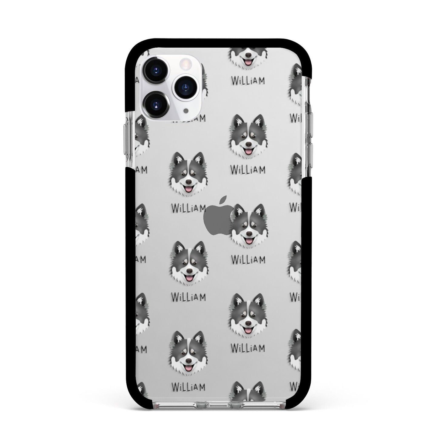 Canadian Eskimo Dog Icon with Name Apple iPhone 11 Pro Max in Silver with Black Impact Case