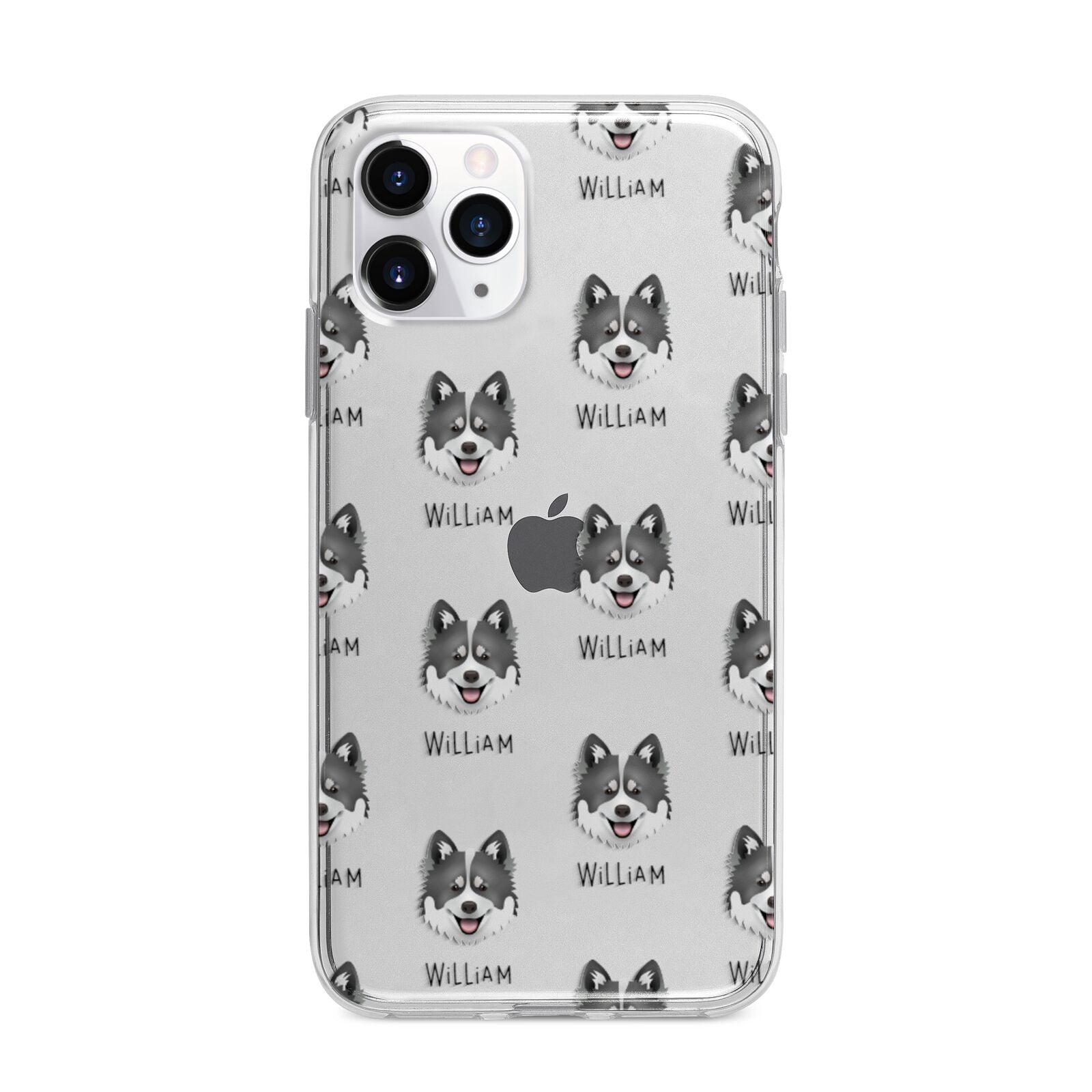 Canadian Eskimo Dog Icon with Name Apple iPhone 11 Pro Max in Silver with Bumper Case