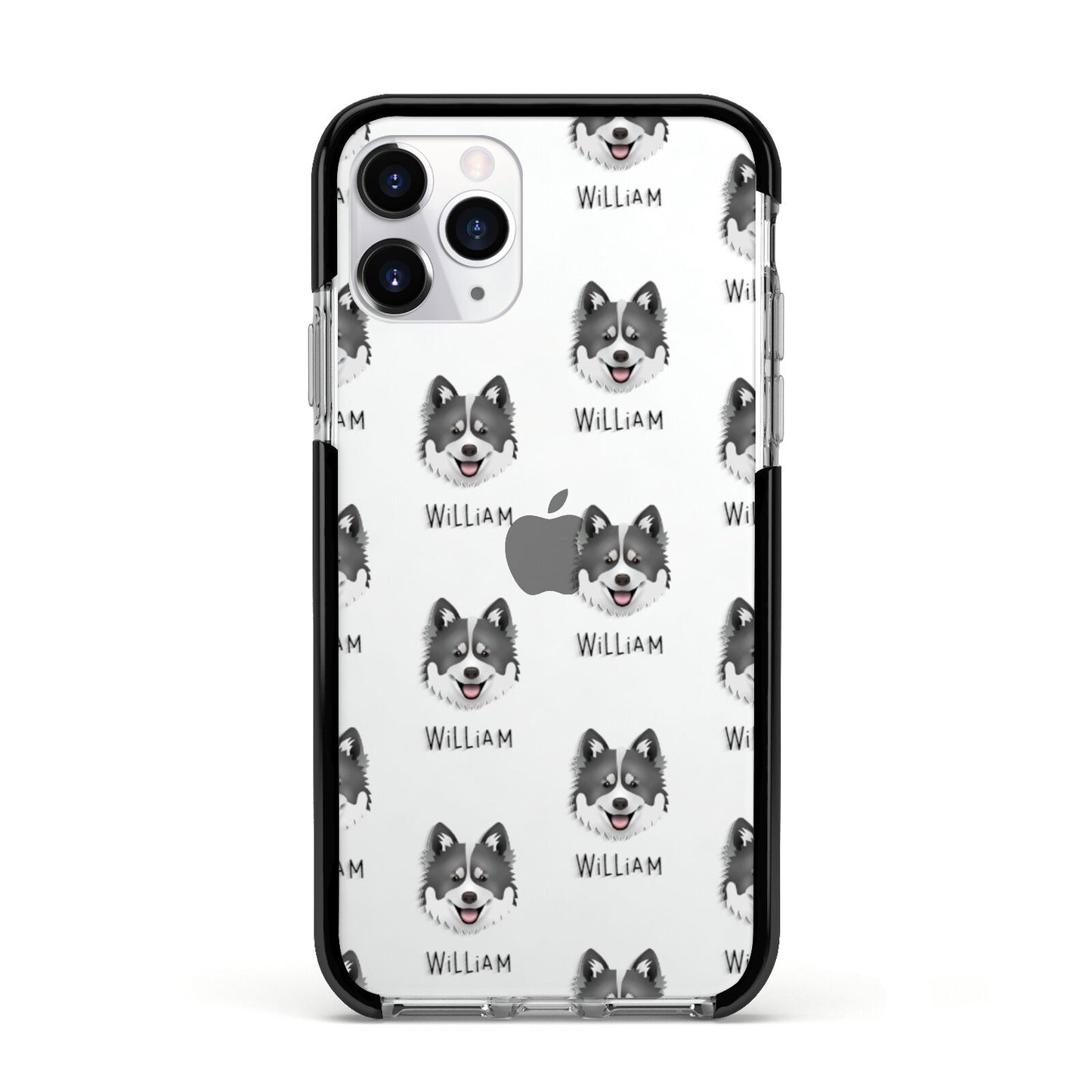 Canadian Eskimo Dog Icon with Name Apple iPhone 11 Pro in Silver with Black Impact Case