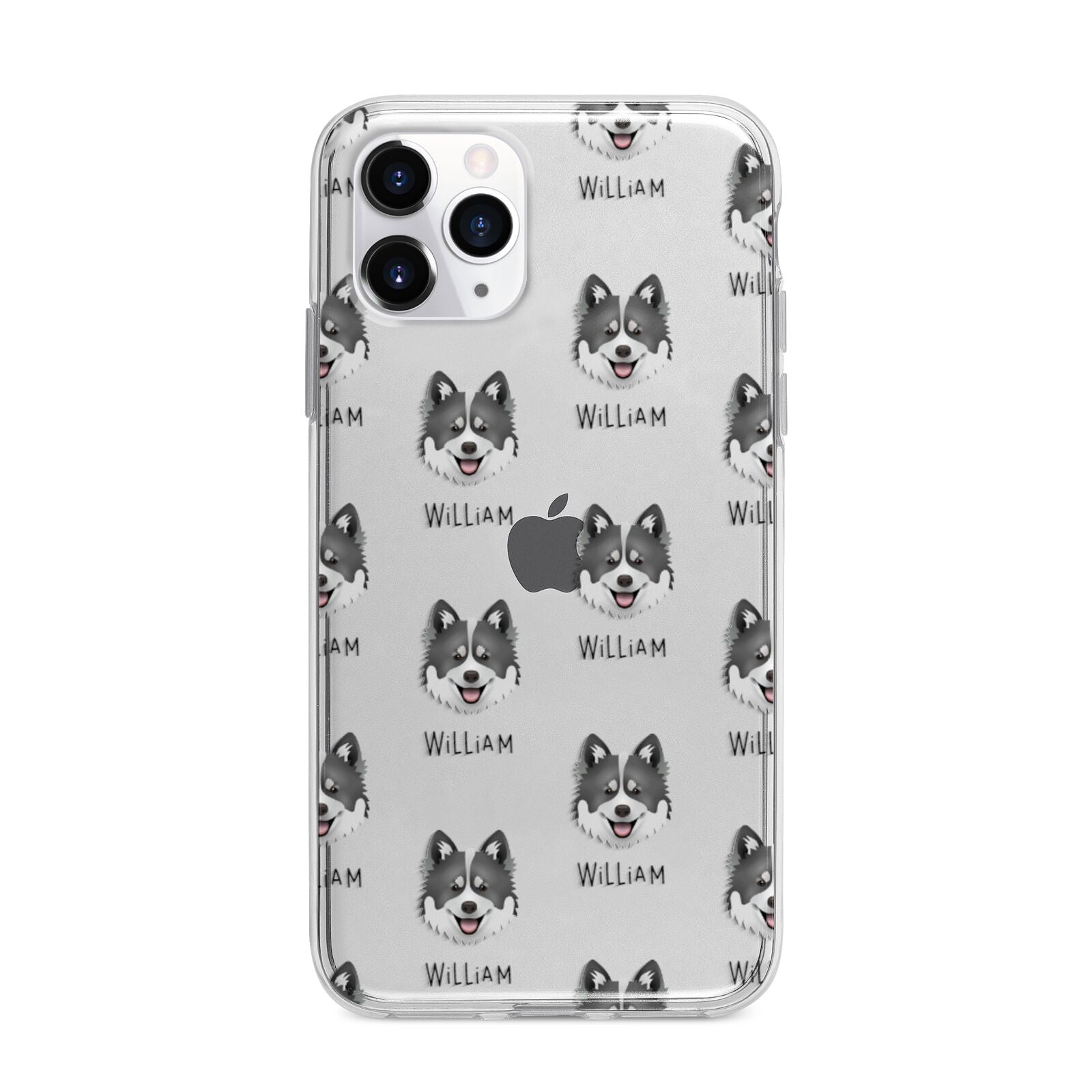 Canadian Eskimo Dog Icon with Name Apple iPhone 11 Pro in Silver with Bumper Case