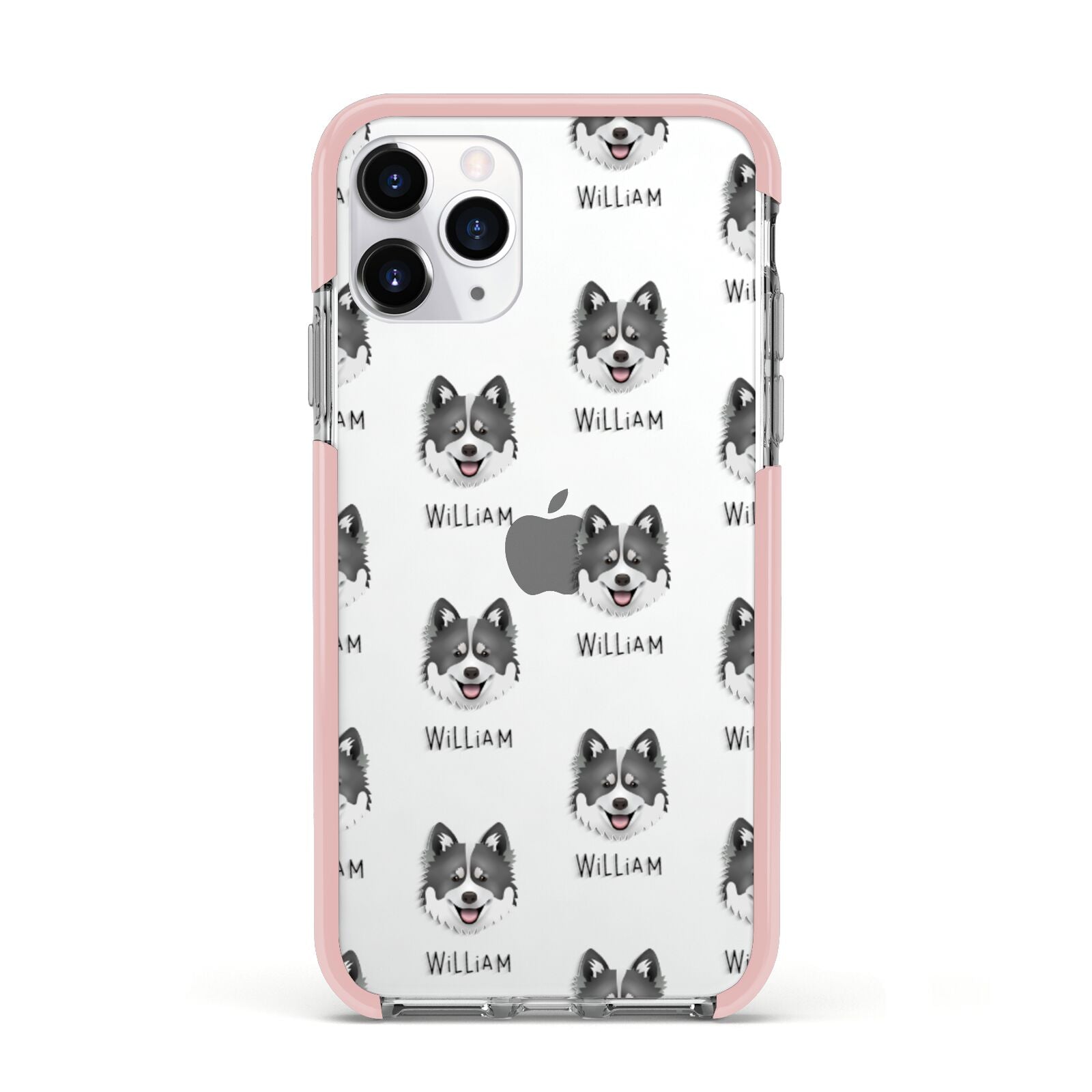 Canadian Eskimo Dog Icon with Name Apple iPhone 11 Pro in Silver with Pink Impact Case