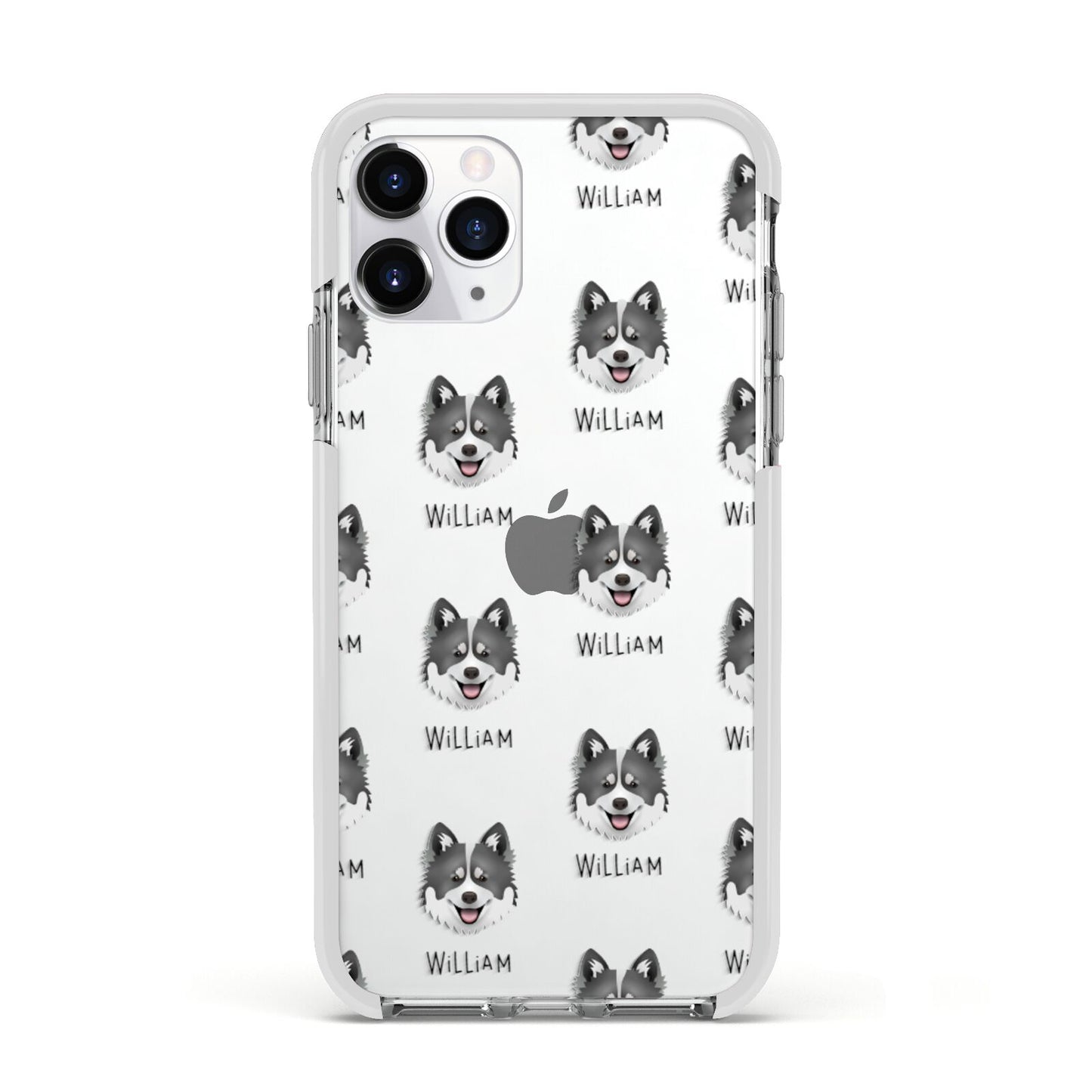 Canadian Eskimo Dog Icon with Name Apple iPhone 11 Pro in Silver with White Impact Case