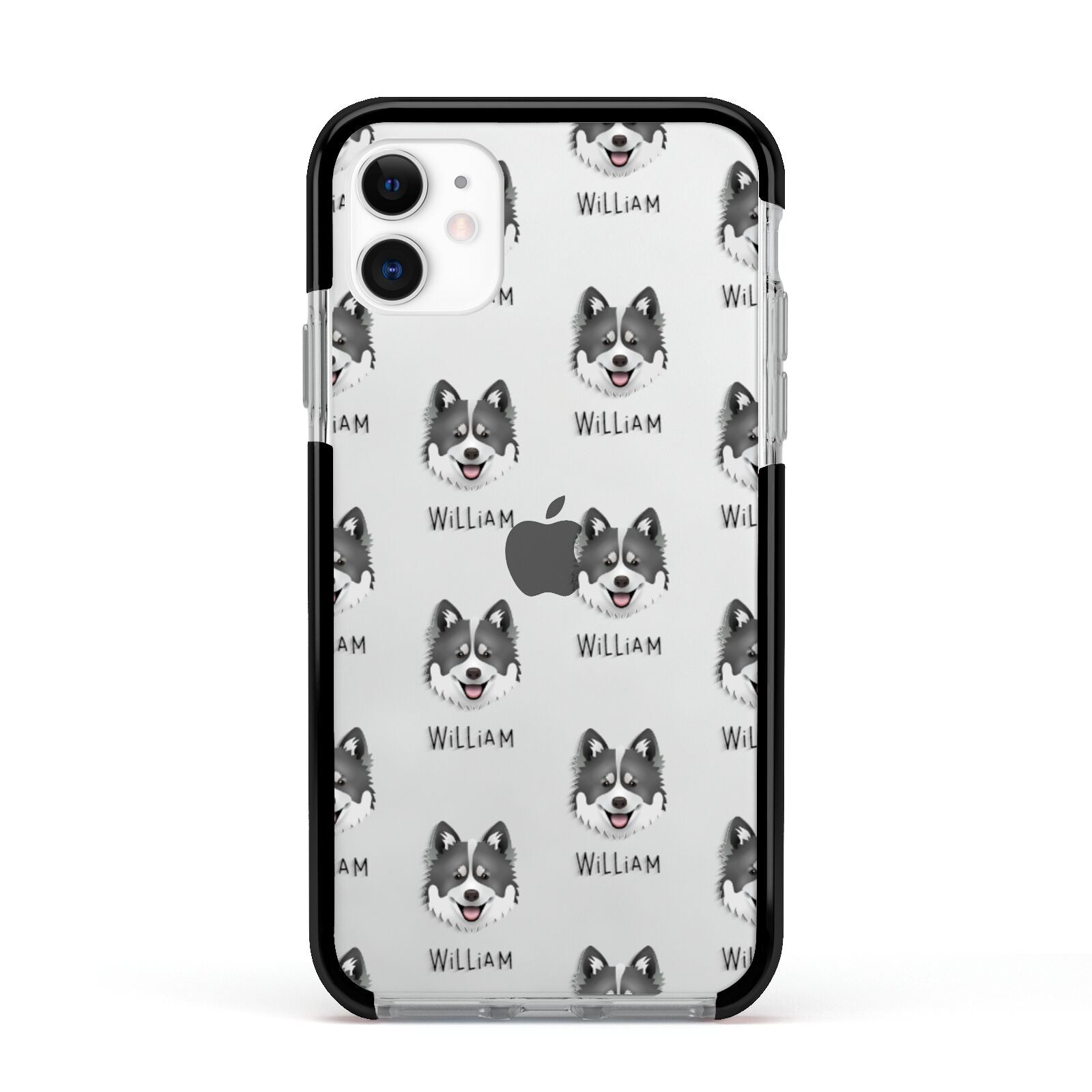 Canadian Eskimo Dog Icon with Name Apple iPhone 11 in White with Black Impact Case