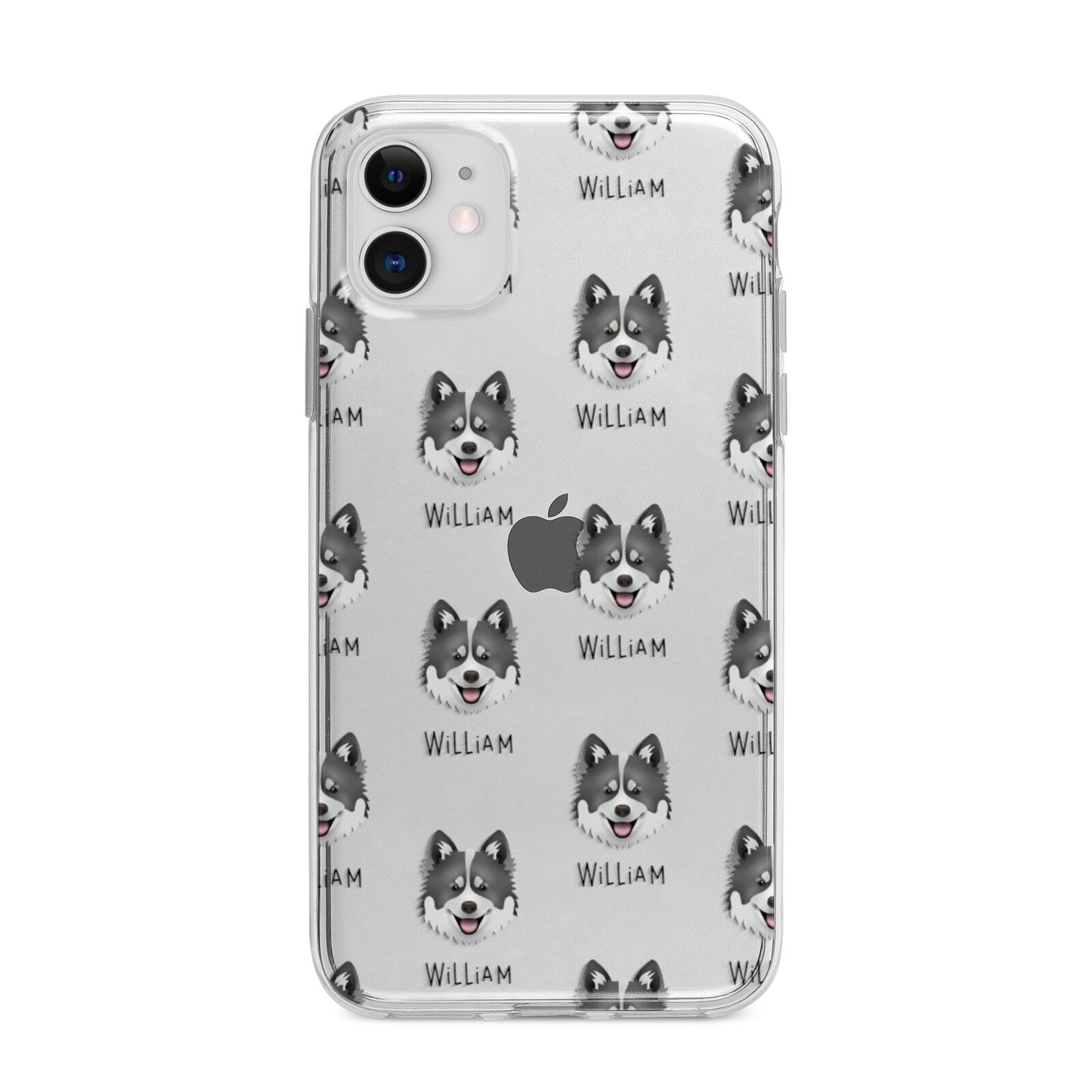 Canadian Eskimo Dog Icon with Name Apple iPhone 11 in White with Bumper Case