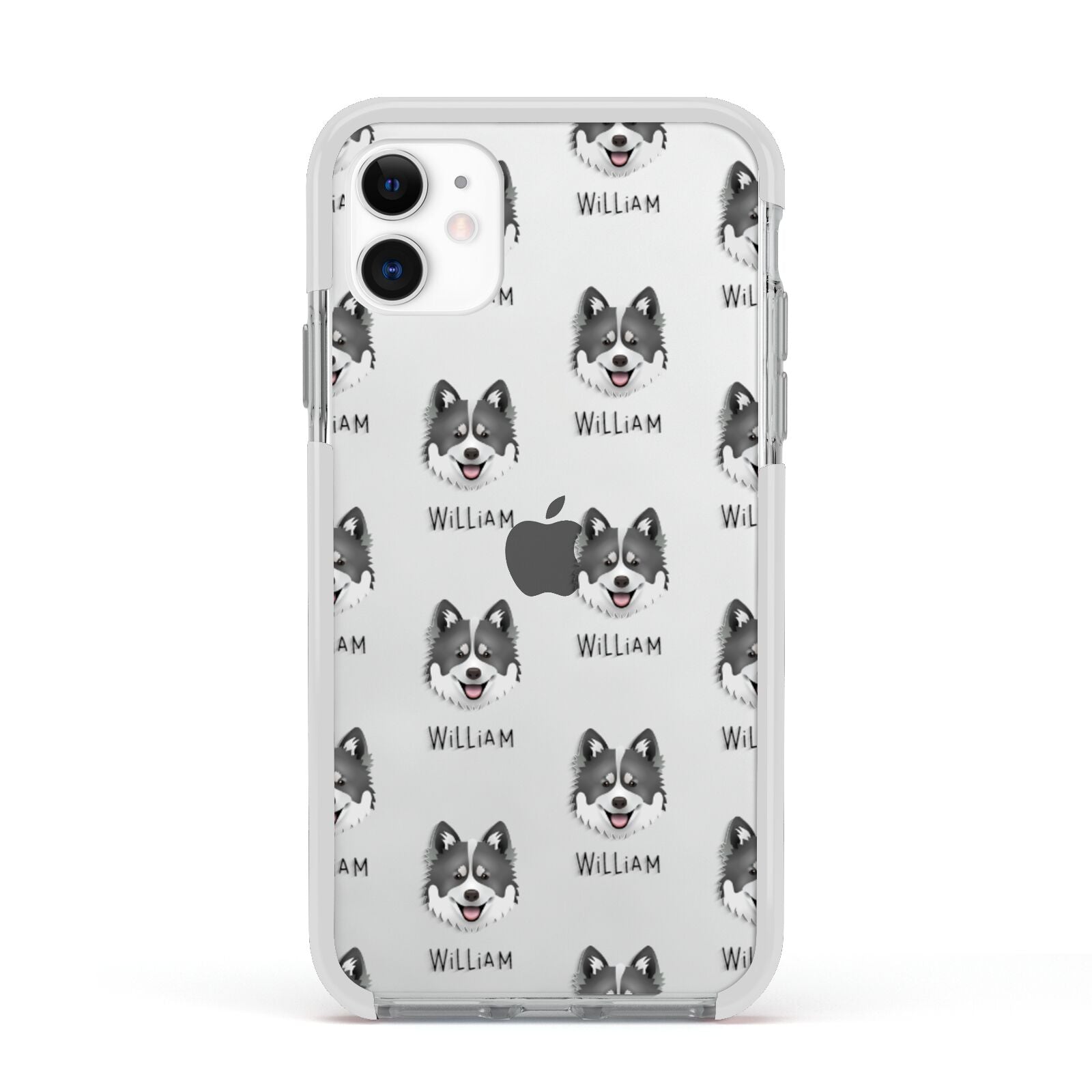 Canadian Eskimo Dog Icon with Name Apple iPhone 11 in White with White Impact Case