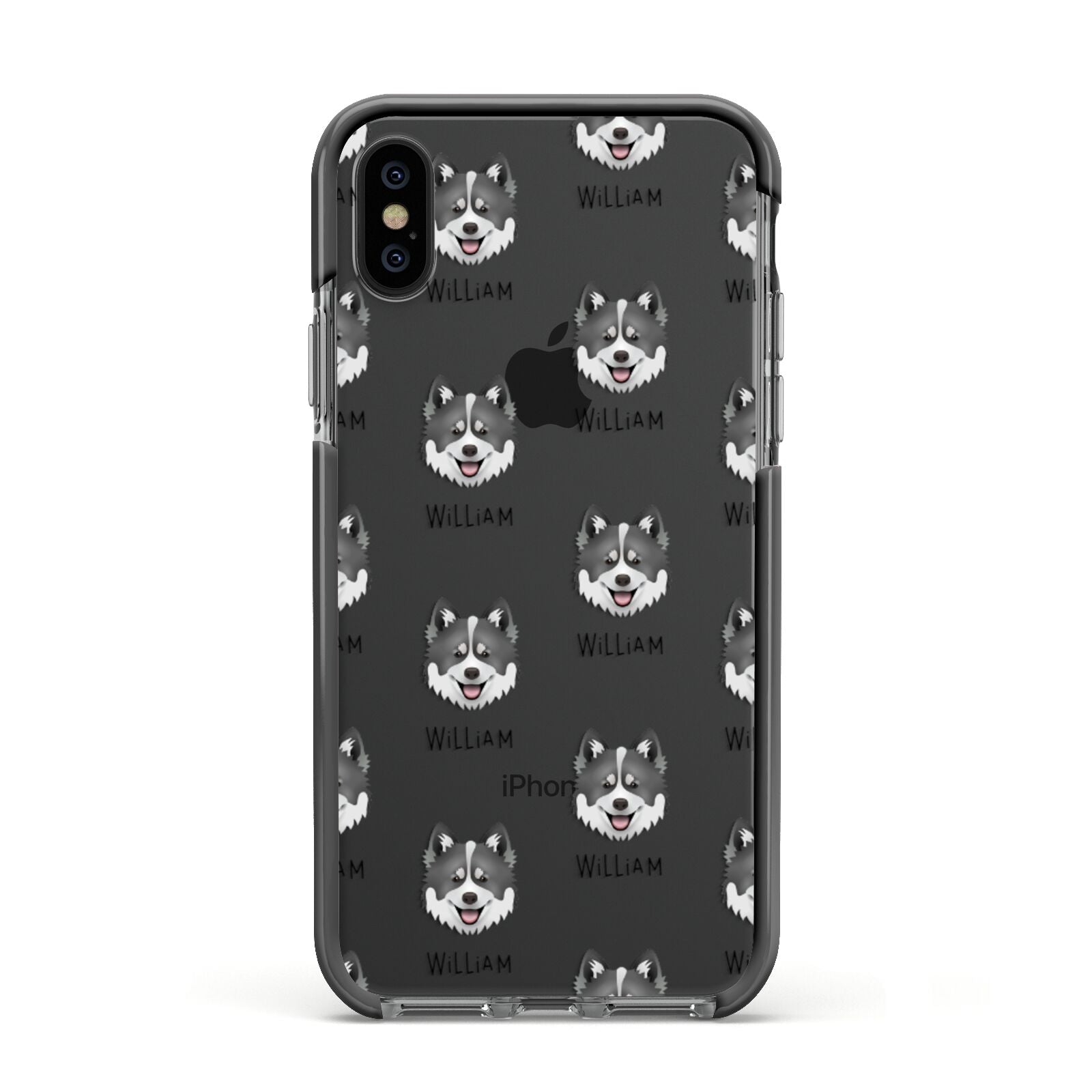 Canadian Eskimo Dog Icon with Name Apple iPhone Xs Impact Case Black Edge on Black Phone