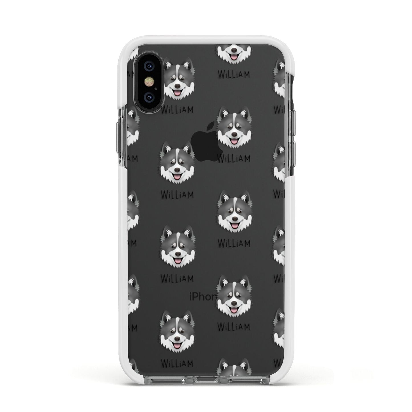 Canadian Eskimo Dog Icon with Name Apple iPhone Xs Impact Case White Edge on Black Phone