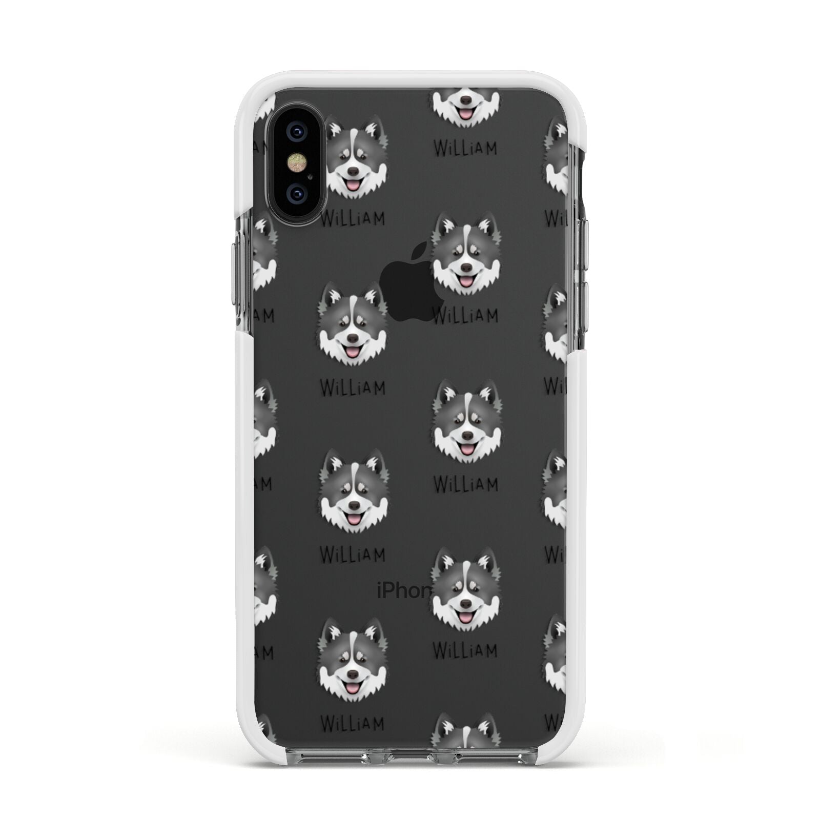 Canadian Eskimo Dog Icon with Name Apple iPhone Xs Impact Case White Edge on Black Phone