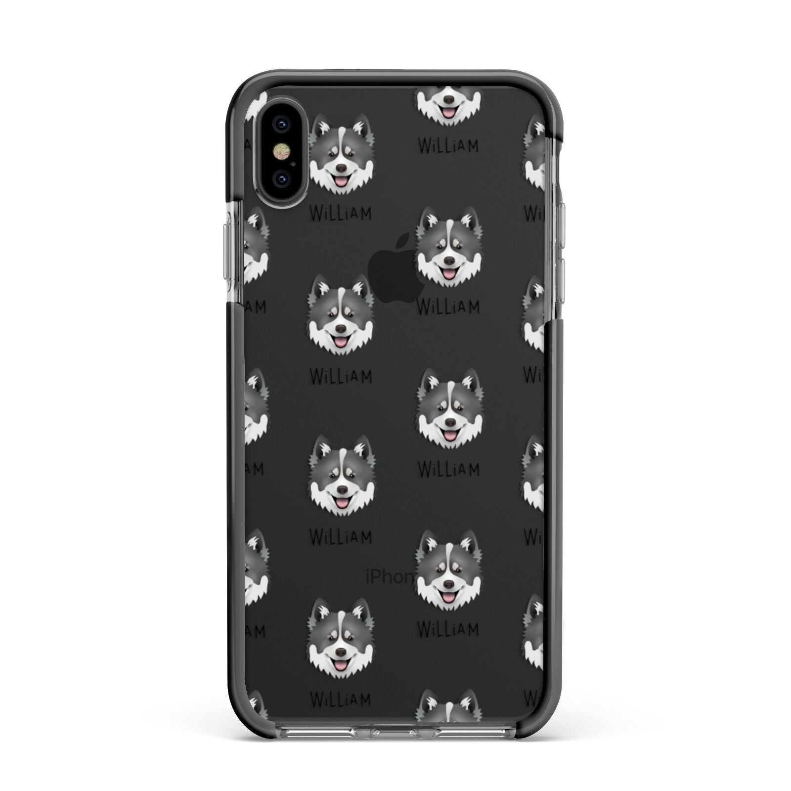 Canadian Eskimo Dog Icon with Name Apple iPhone Xs Max Impact Case Black Edge on Black Phone