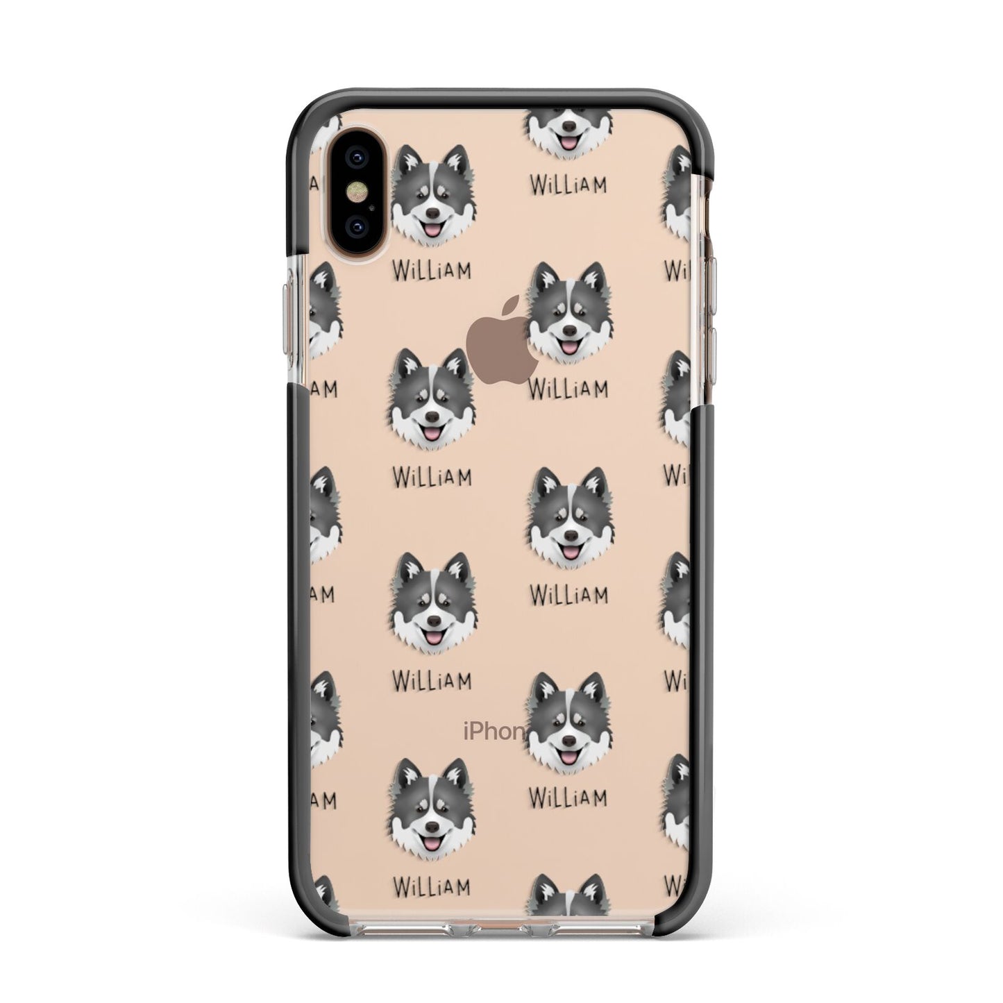 Canadian Eskimo Dog Icon with Name Apple iPhone Xs Max Impact Case Black Edge on Gold Phone