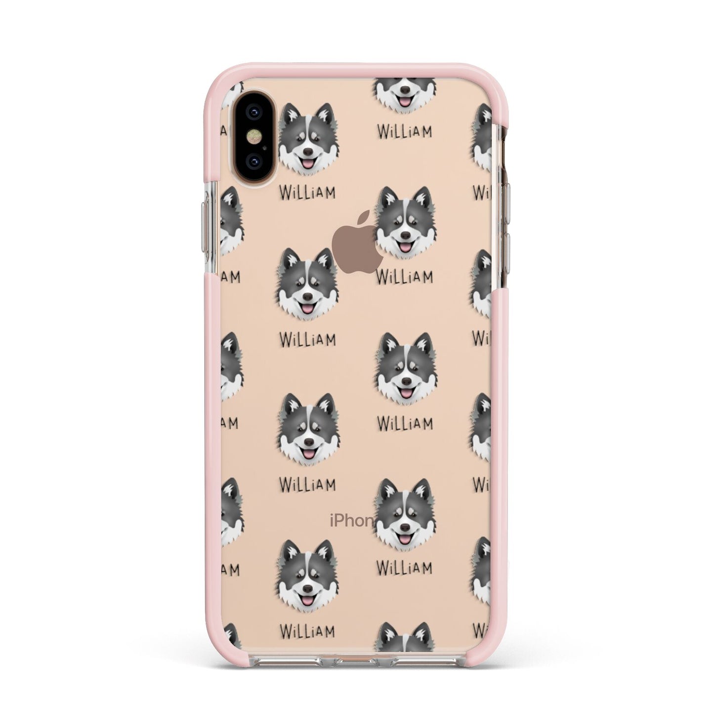Canadian Eskimo Dog Icon with Name Apple iPhone Xs Max Impact Case Pink Edge on Gold Phone