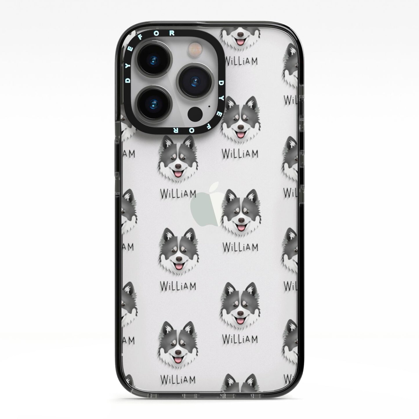 Canadian Eskimo Dog Icon with Name iPhone 13 Pro Black Impact Case on Silver phone