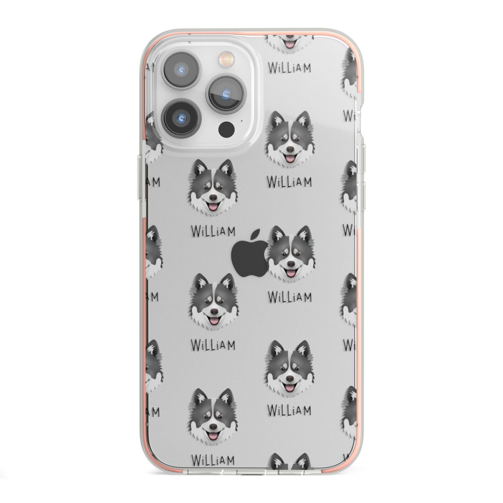 Canadian Eskimo Dog Icon with Name iPhone 13 Pro Max TPU Impact Case with Pink Edges