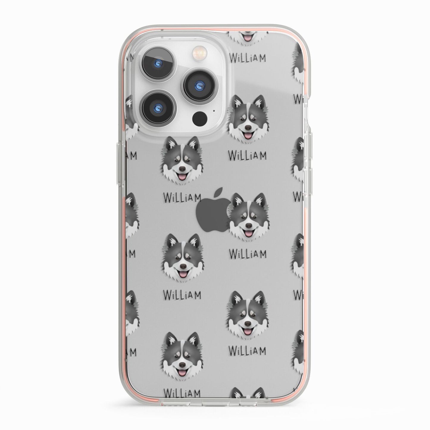 Canadian Eskimo Dog Icon with Name iPhone 13 Pro TPU Impact Case with Pink Edges