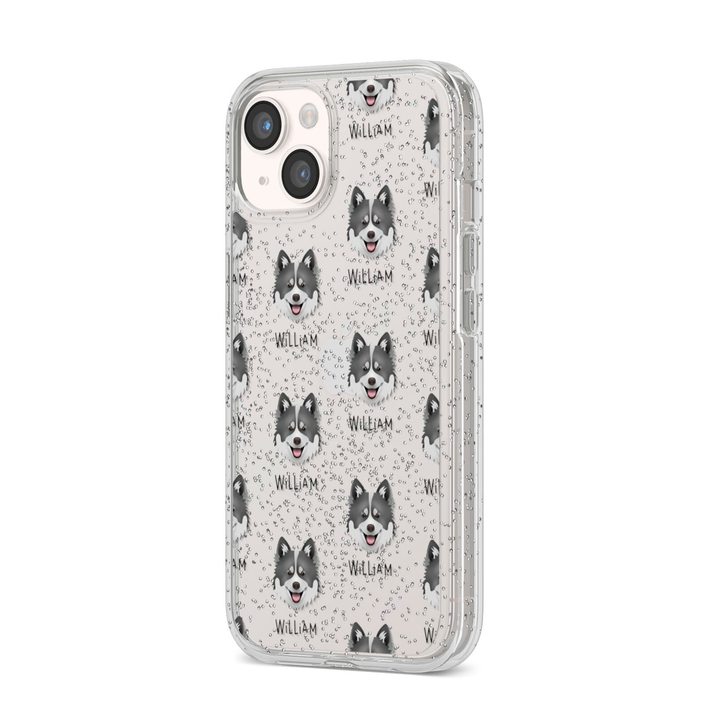 Canadian Eskimo Dog Icon with Name iPhone 14 Glitter Tough Case Starlight Angled Image