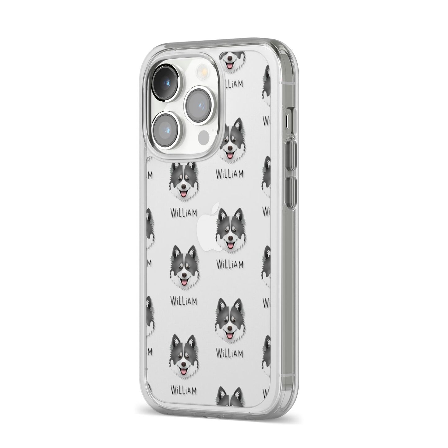 Canadian Eskimo Dog Icon with Name iPhone 14 Pro Clear Tough Case Silver Angled Image