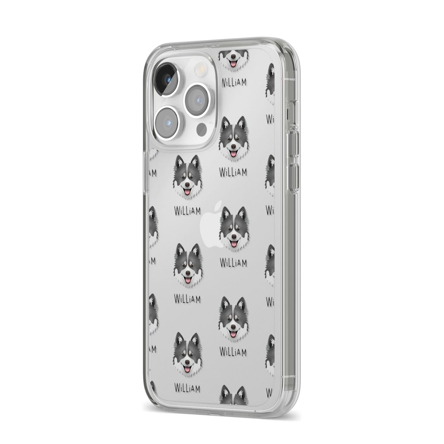 Canadian Eskimo Dog Icon with Name iPhone 14 Pro Max Clear Tough Case Silver Angled Image
