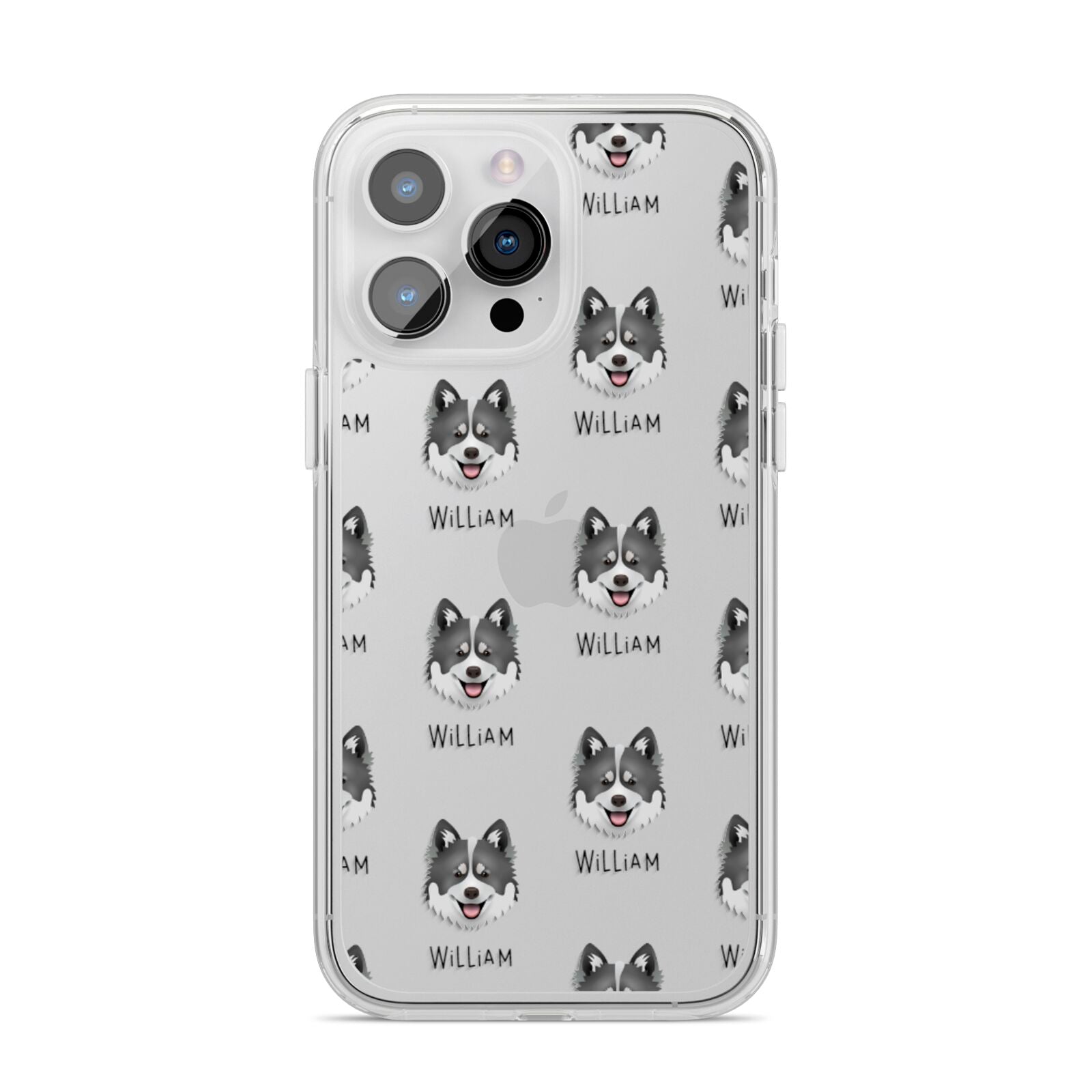 Canadian Eskimo Dog Icon with Name iPhone 14 Pro Max Clear Tough Case Silver