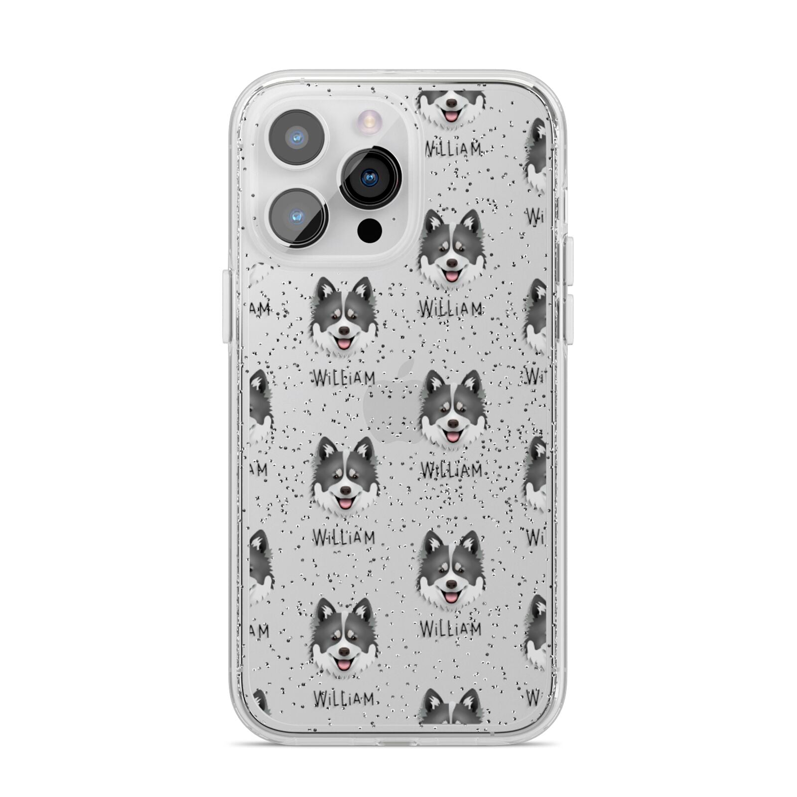 Canadian Eskimo Dog Icon with Name iPhone 14 Pro Max Glitter Tough Case Silver
