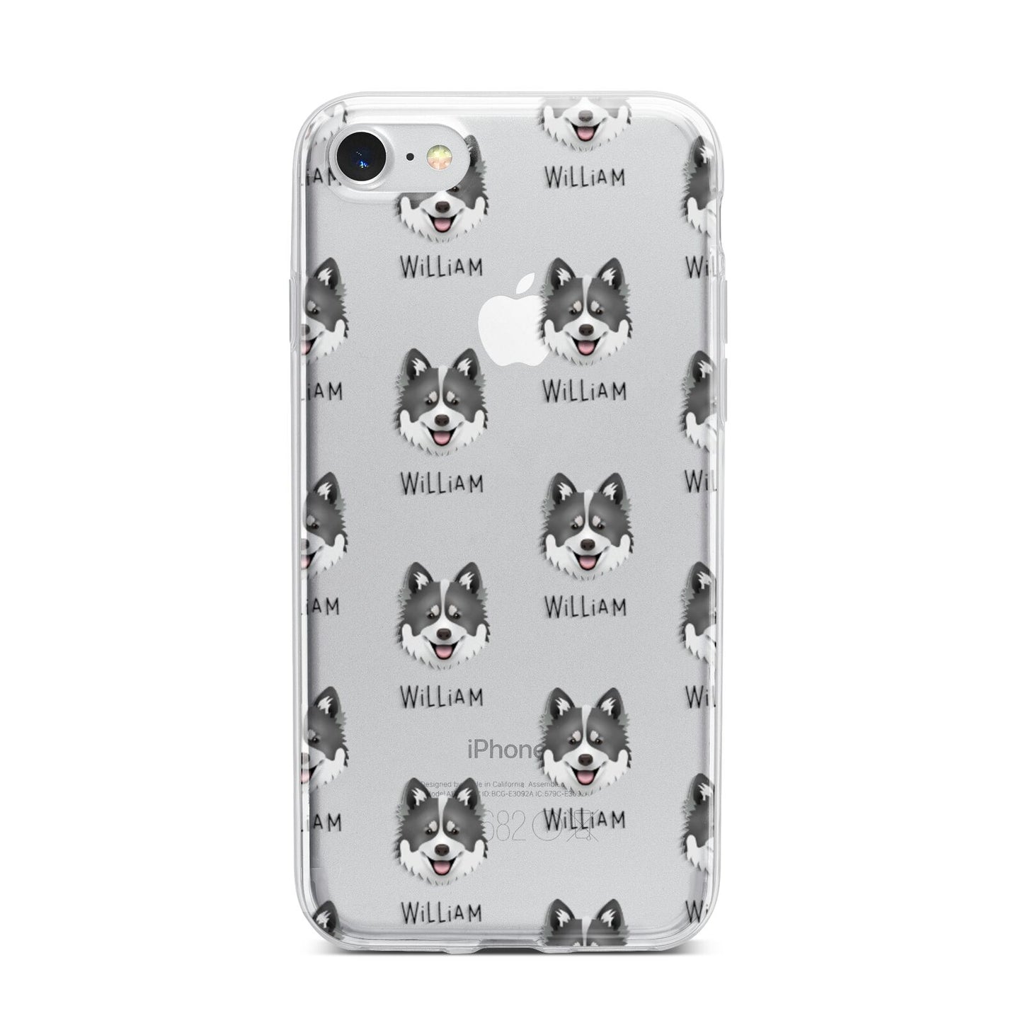 Canadian Eskimo Dog Icon with Name iPhone 7 Bumper Case on Silver iPhone