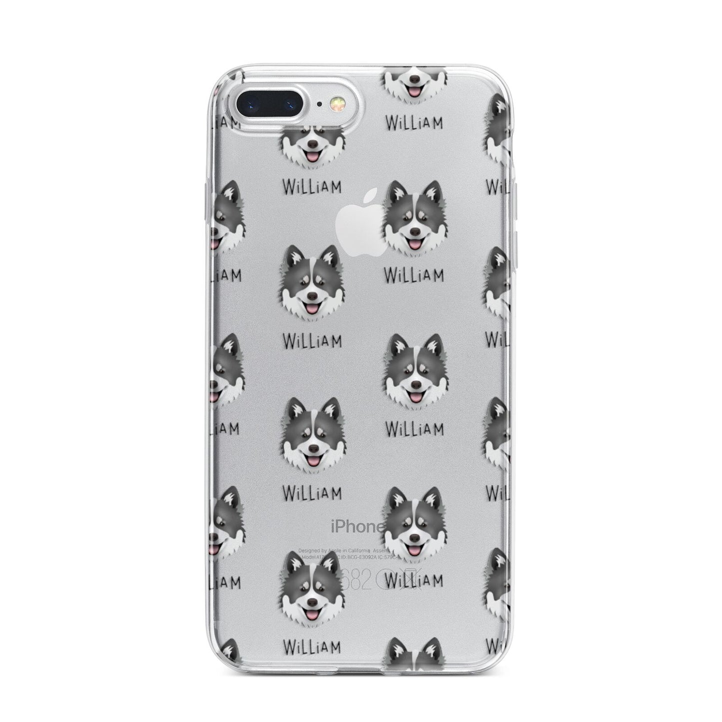 Canadian Eskimo Dog Icon with Name iPhone 7 Plus Bumper Case on Silver iPhone