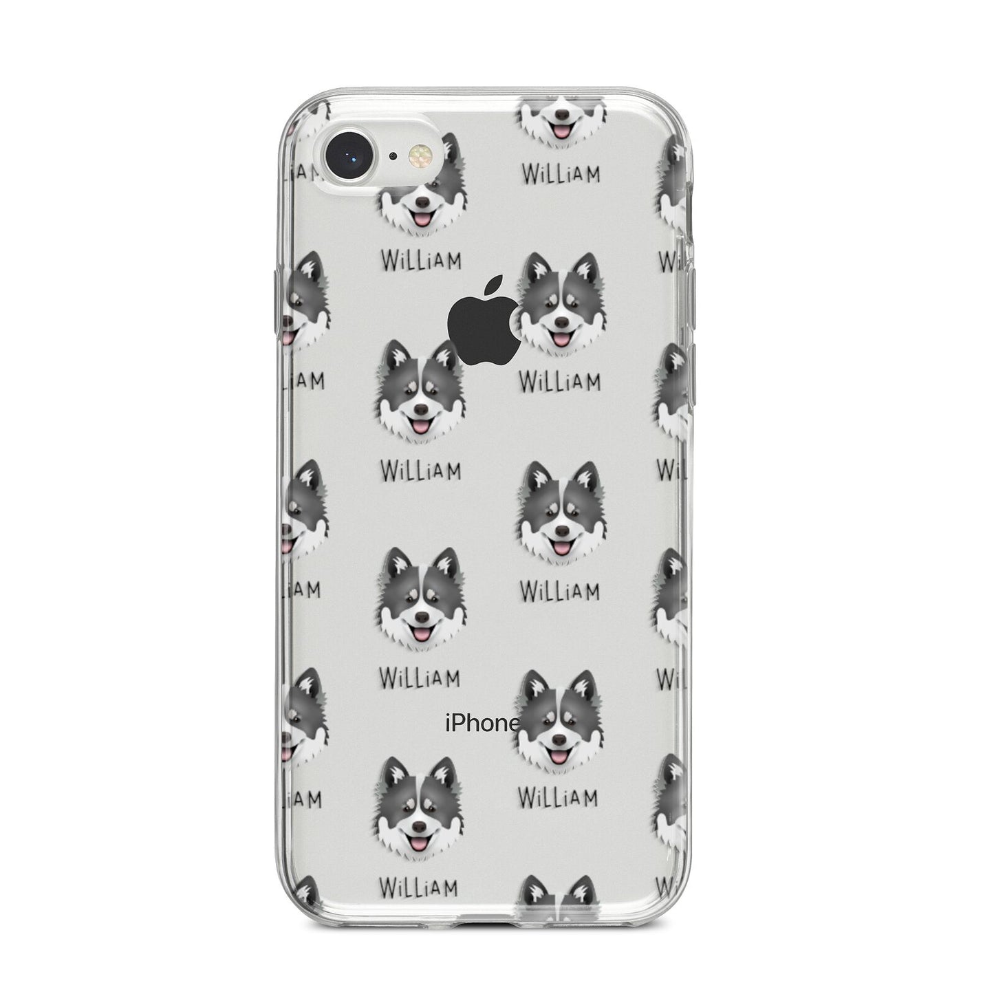 Canadian Eskimo Dog Icon with Name iPhone 8 Bumper Case on Silver iPhone