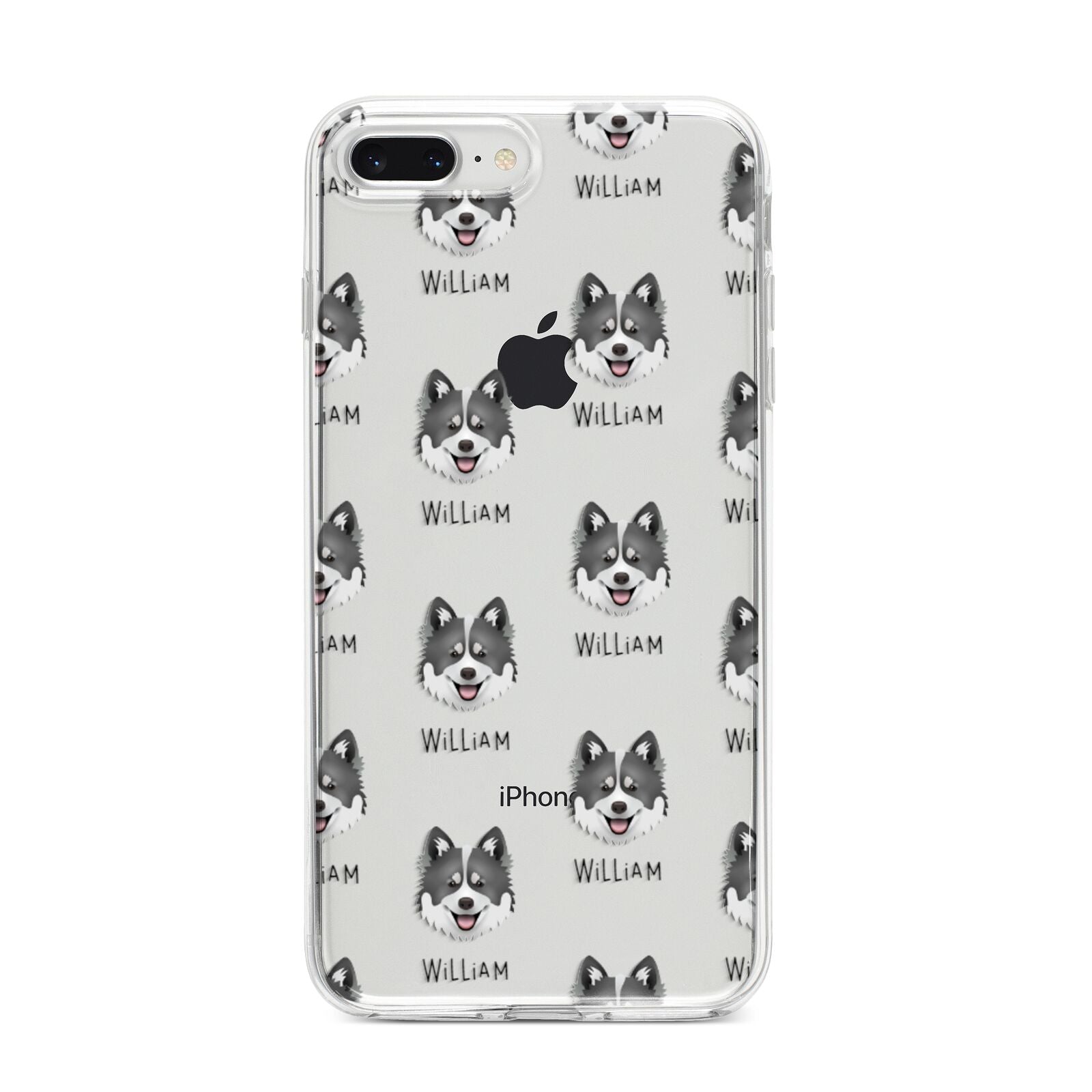 Canadian Eskimo Dog Icon with Name iPhone 8 Plus Bumper Case on Silver iPhone