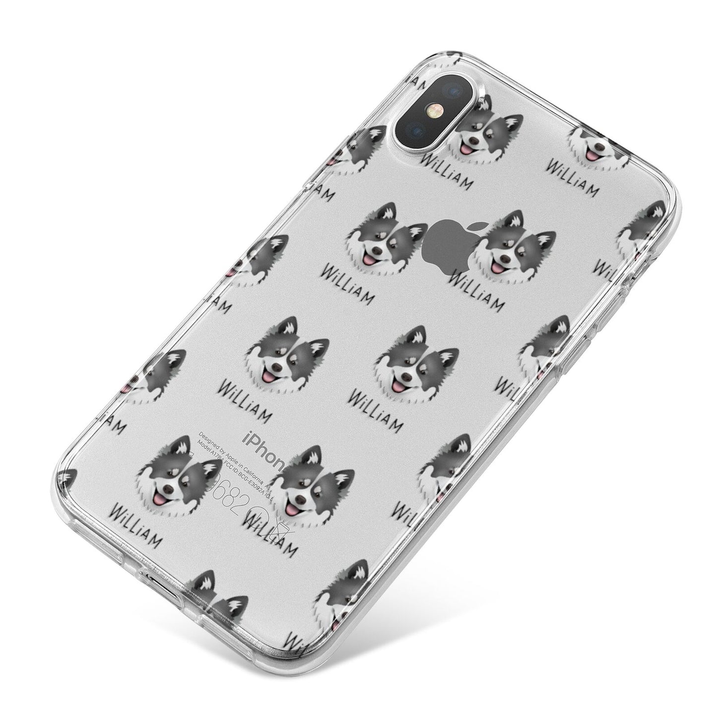 Canadian Eskimo Dog Icon with Name iPhone X Bumper Case on Silver iPhone