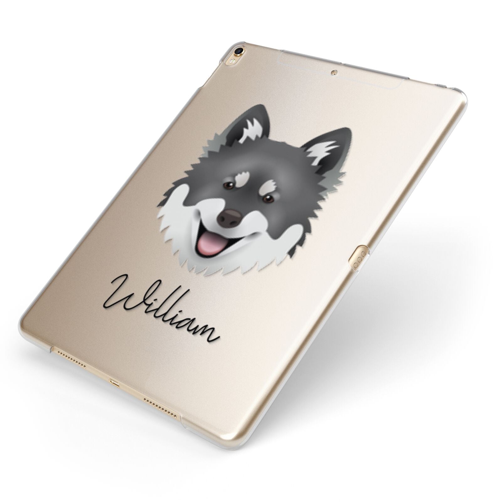 Canadian Eskimo Dog Personalised Apple iPad Case on Gold iPad Side View