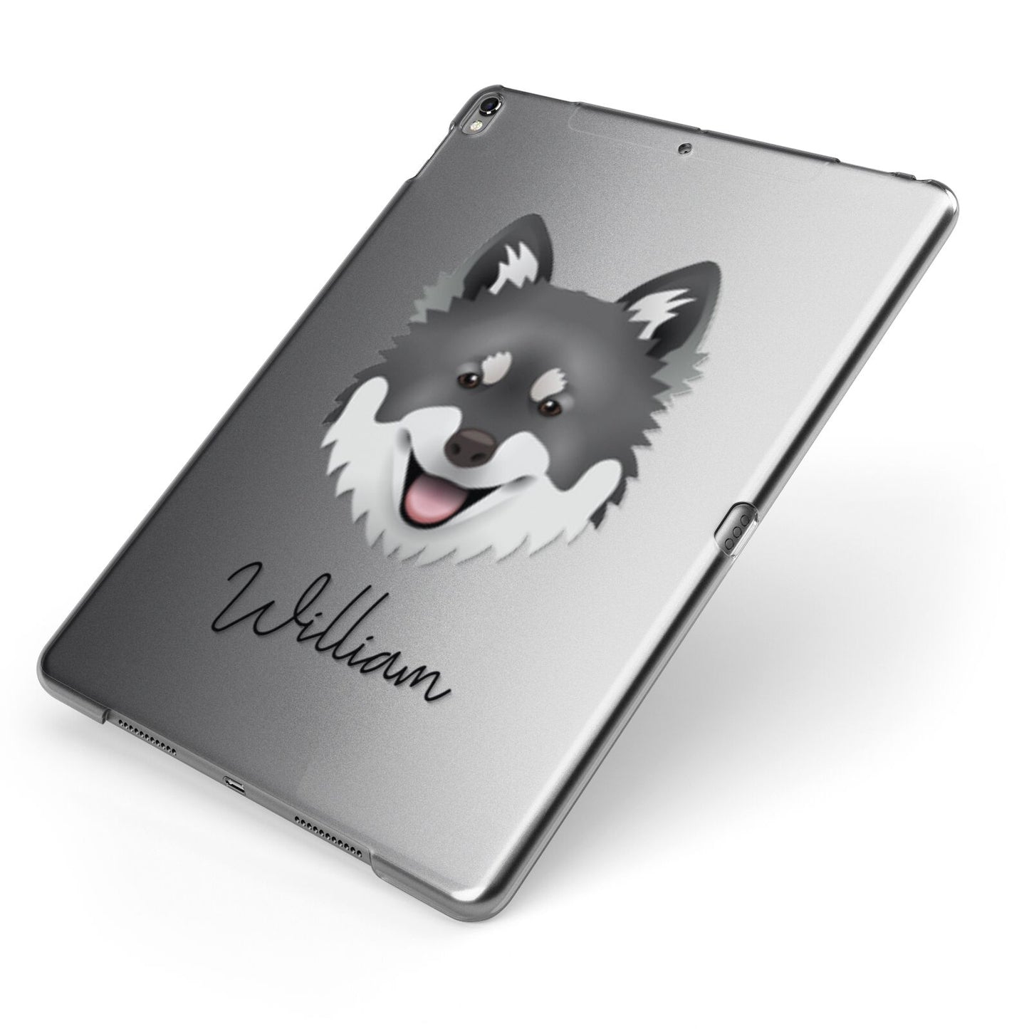 Canadian Eskimo Dog Personalised Apple iPad Case on Grey iPad Side View