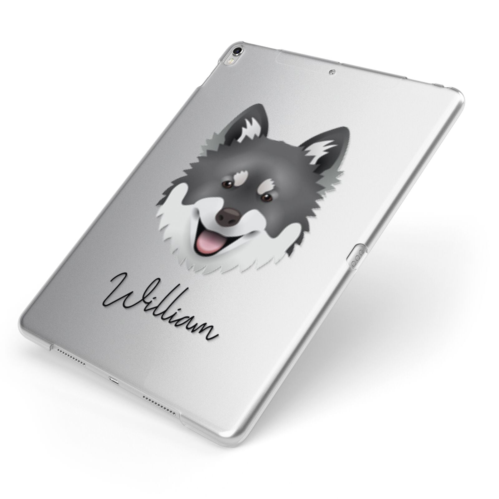 Canadian Eskimo Dog Personalised Apple iPad Case on Silver iPad Side View