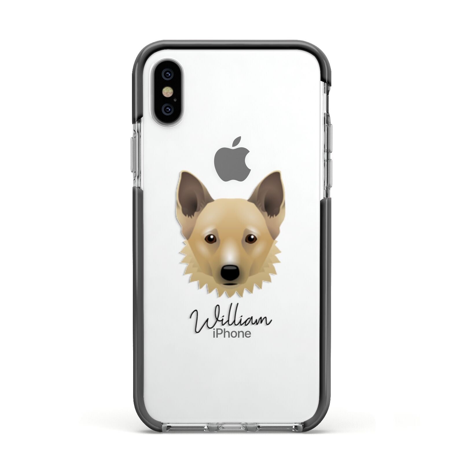 Canadian Eskimo Dog Personalised Apple iPhone Xs Impact Case Black Edge on Silver Phone
