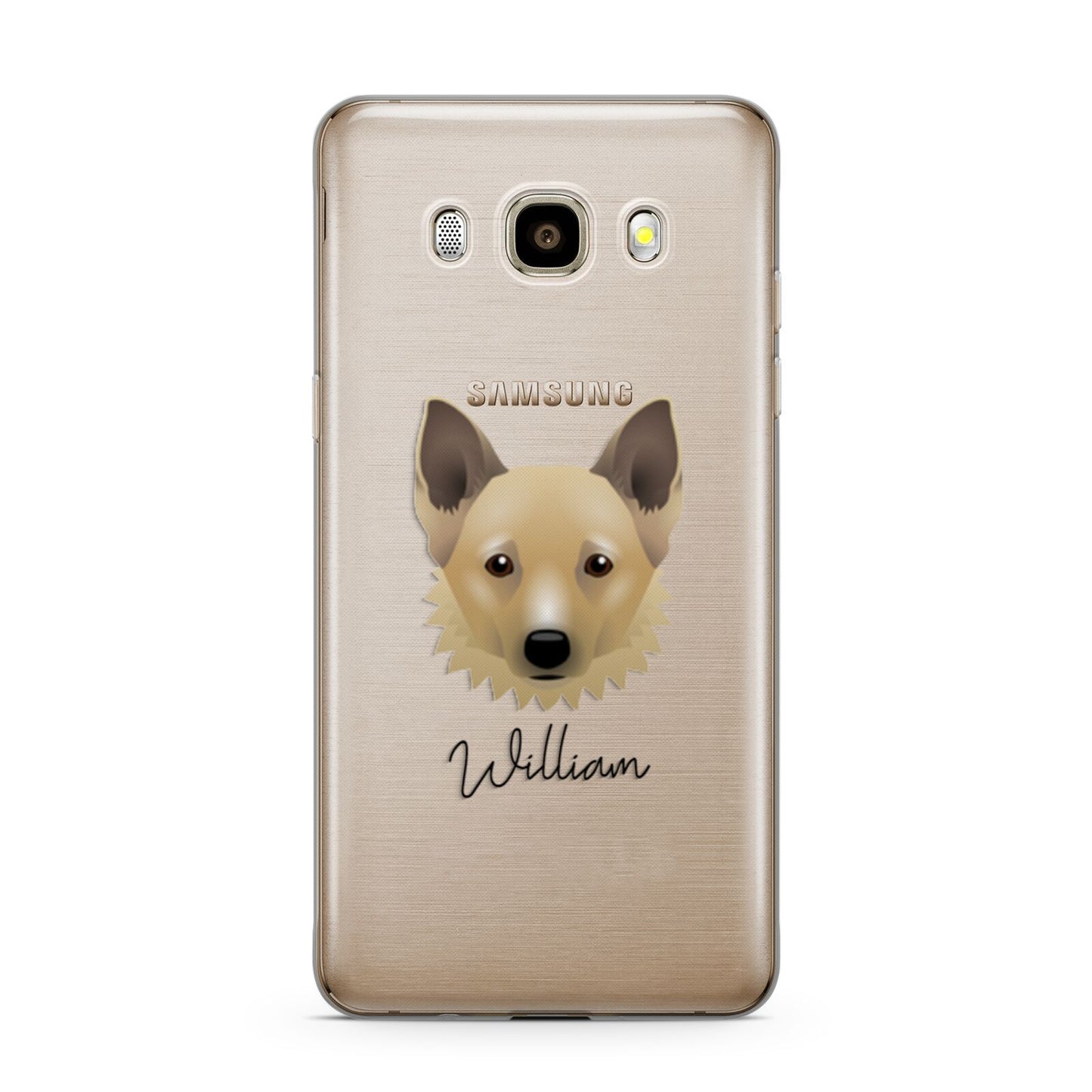 Canadian Eskimo Dog Personalised Samsung Galaxy J7 2016 Case on gold phone
