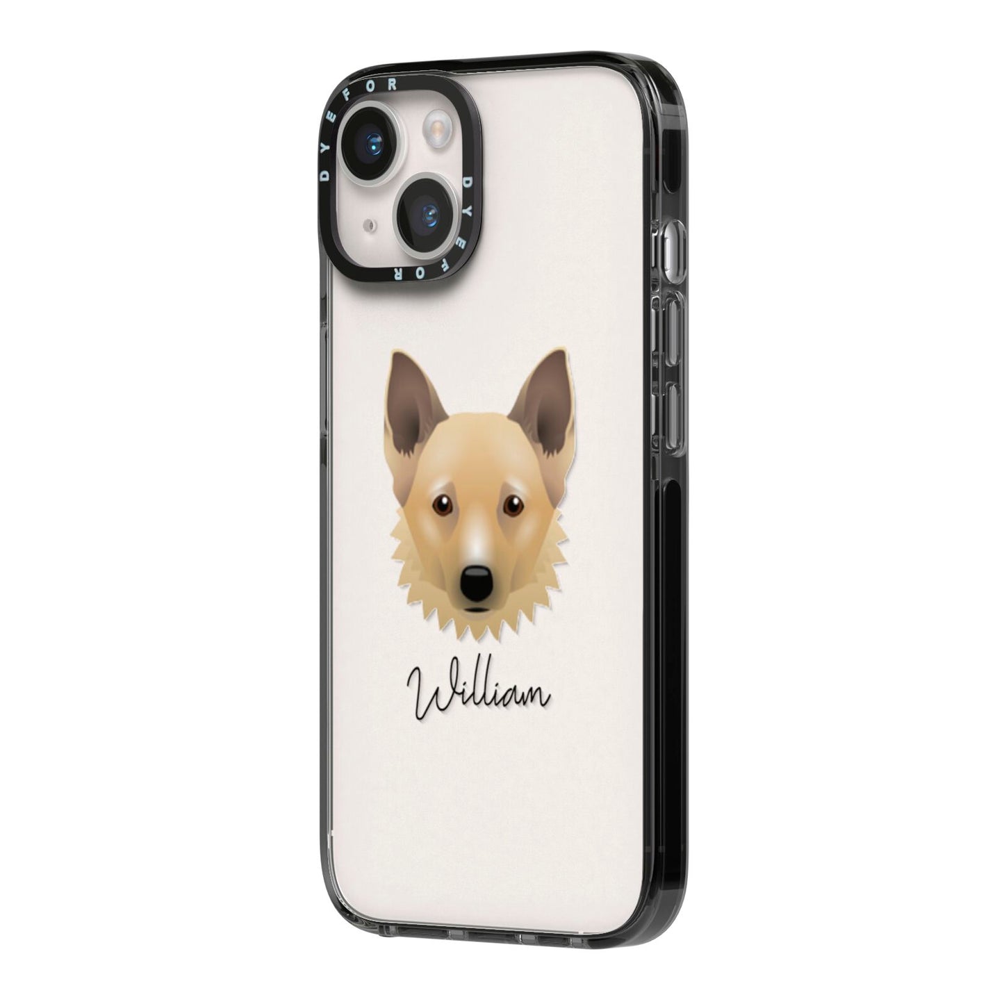 Canadian Eskimo Dog Personalised iPhone 14 Black Impact Case Side Angle on Silver phone