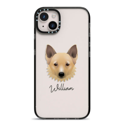 Canadian Eskimo Dog Personalised iPhone 14 Plus Black Impact Case on Silver phone