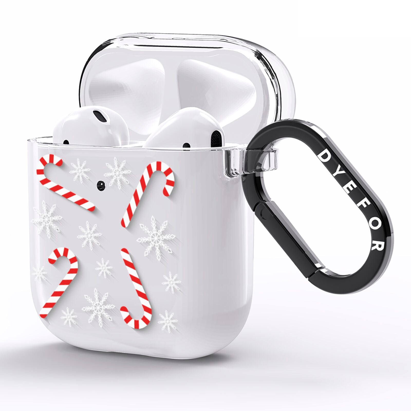Candy Cane AirPods Clear Case Side Image