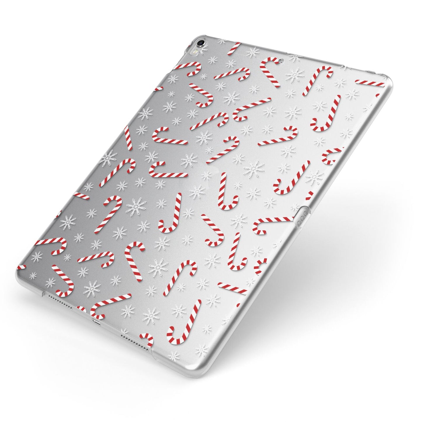 Candy Cane Apple iPad Case on Silver iPad Side View